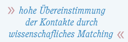 hohe &Uuml;bereinstimmung der Kontakte durch wissenschafliches Matching